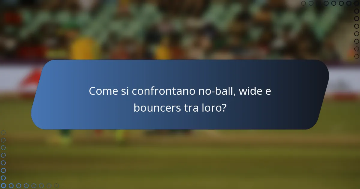 Come si confrontano no-ball, wide e bouncers tra loro?
