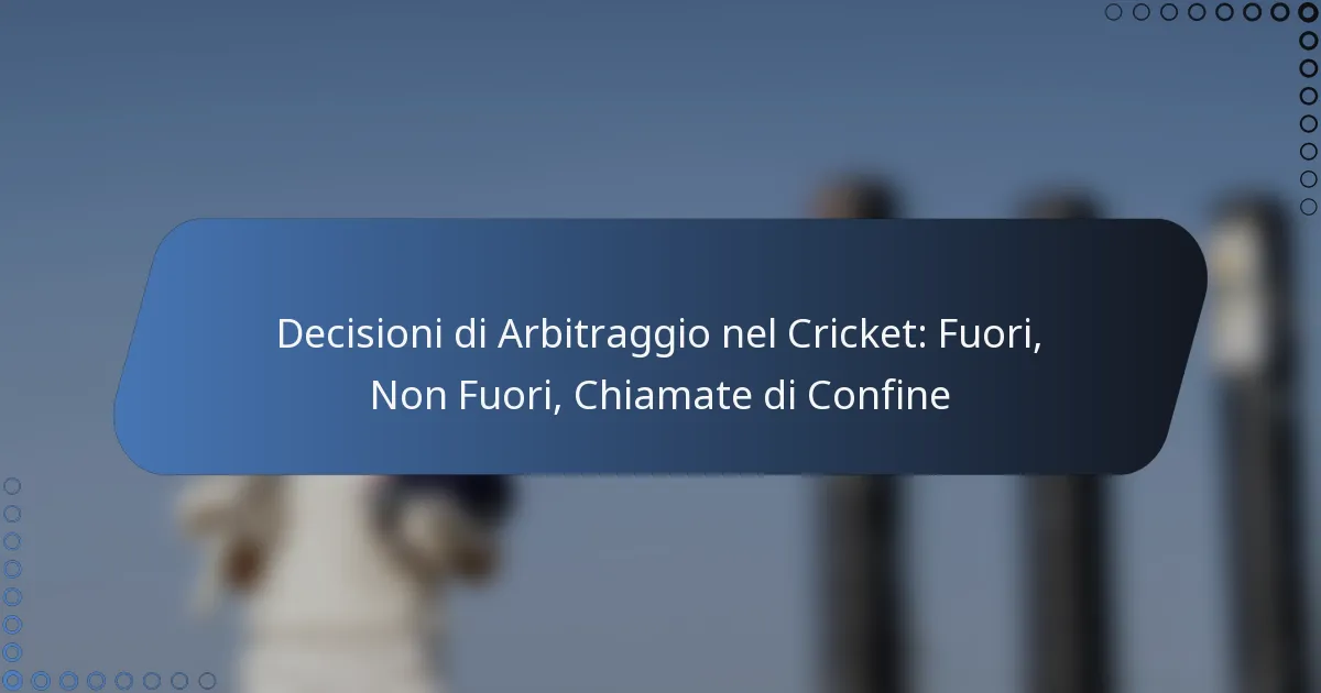 Decisioni di Arbitraggio nel Cricket: Fuori, Non Fuori, Chiamate di Confine