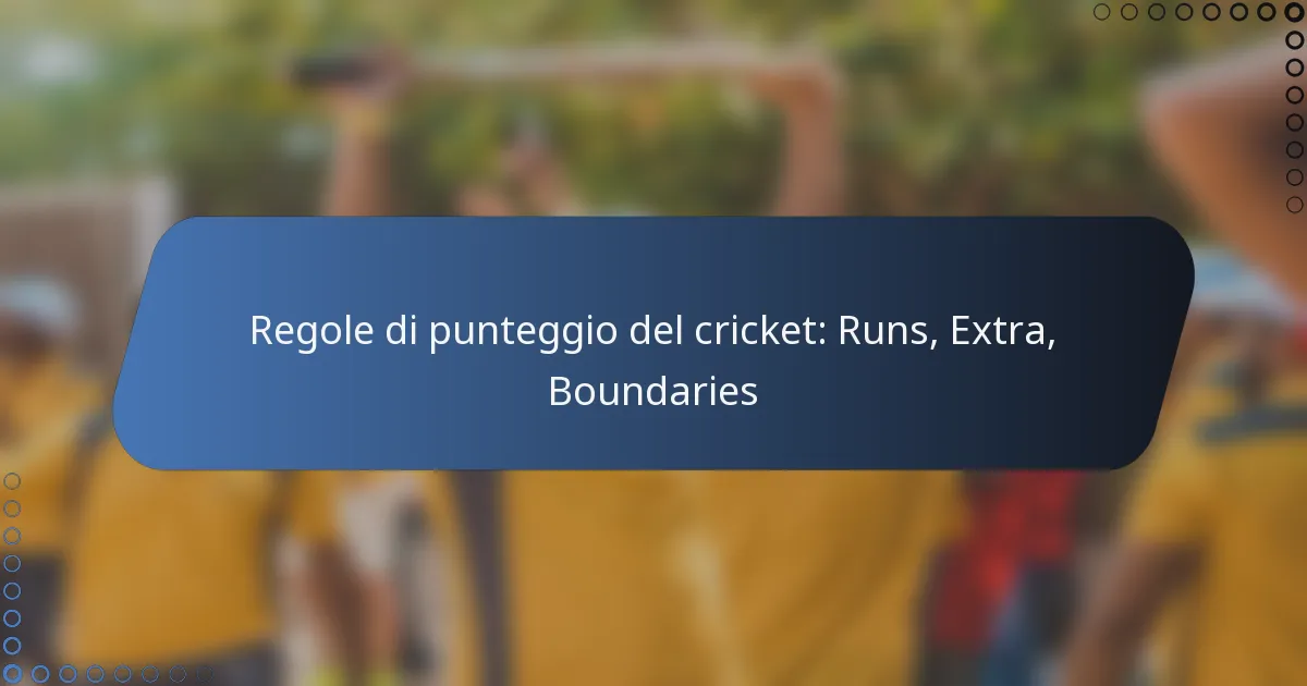 Regole di punteggio del cricket: Runs, Extra, Boundaries