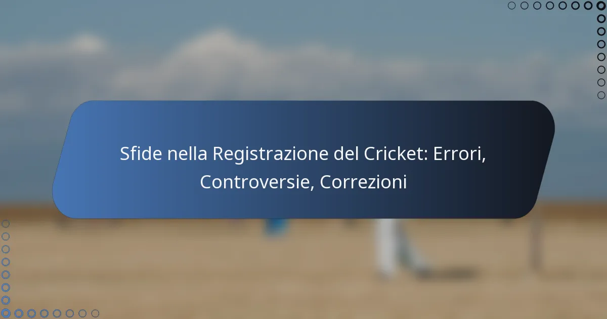 Sfide nella Registrazione del Cricket: Errori, Controversie, Correzioni