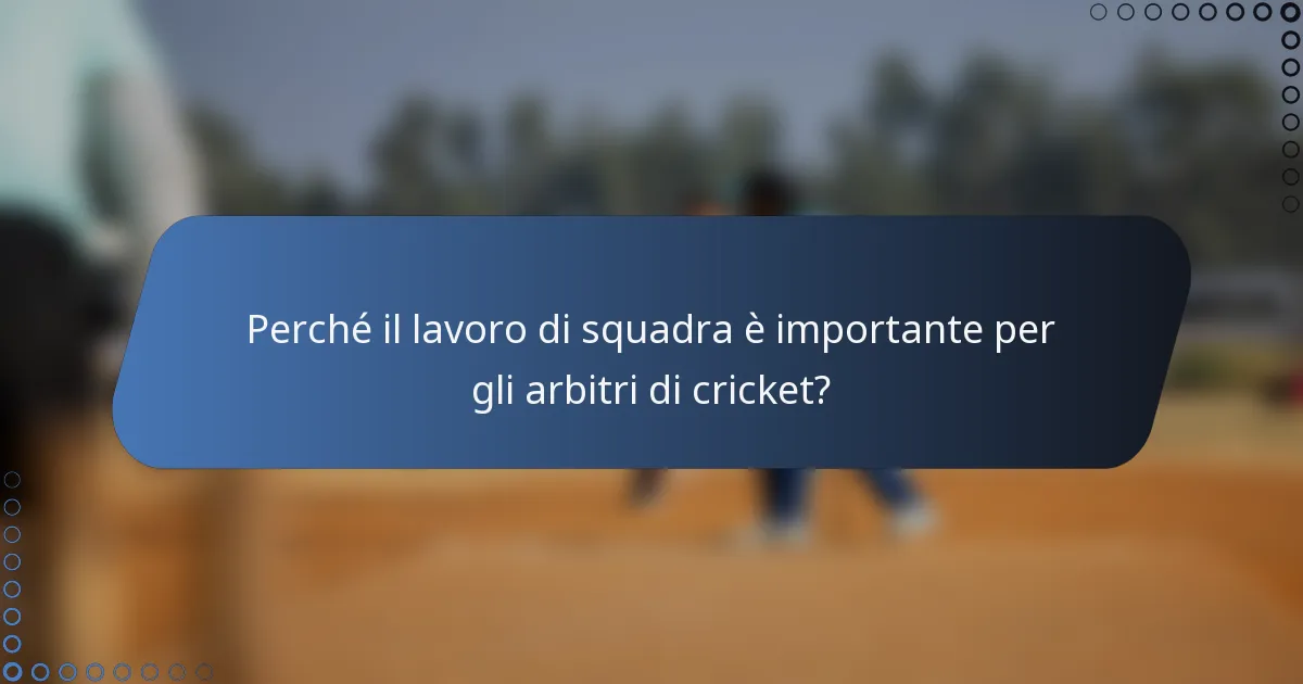 Perché il lavoro di squadra è importante per gli arbitri di cricket?