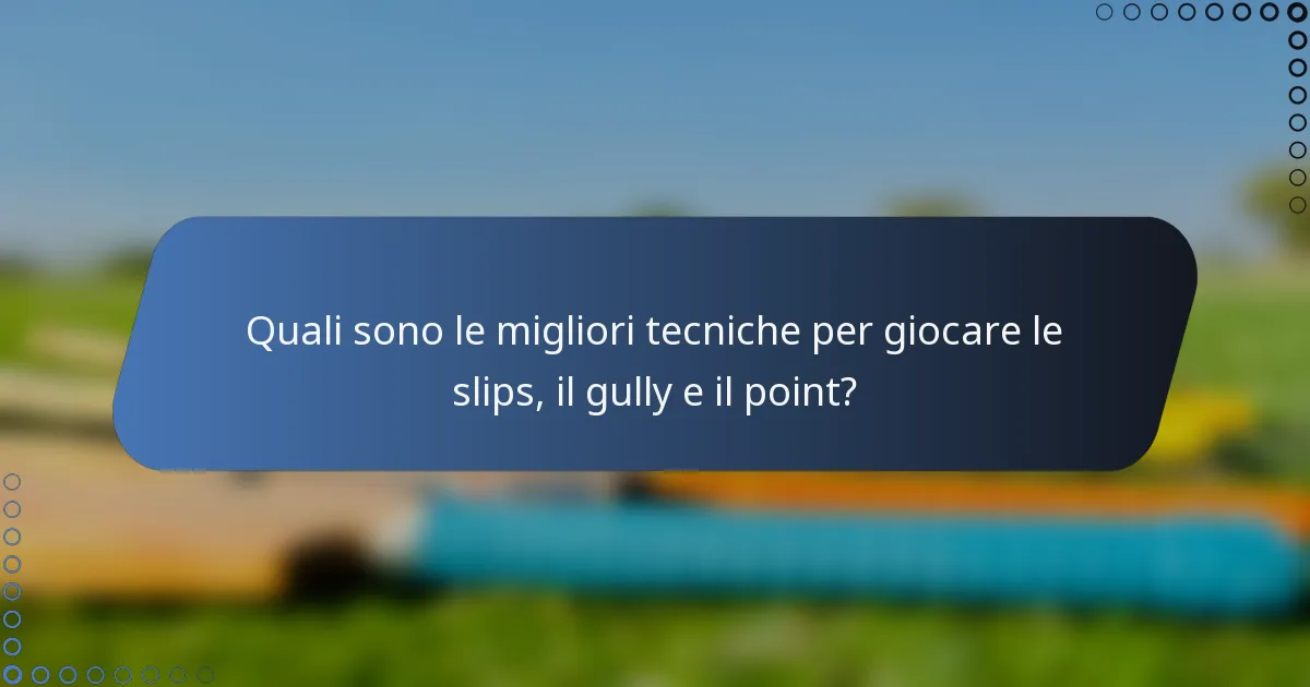 Quali sono le migliori tecniche per giocare le slips, il gully e il point?